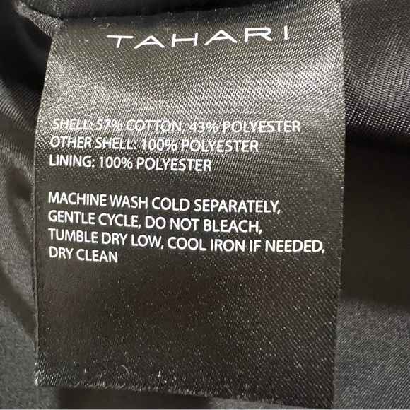 Tahari Black Raincoat Leopard Trim Belted Double Breasted Trench Size S - Picture 16 of 16